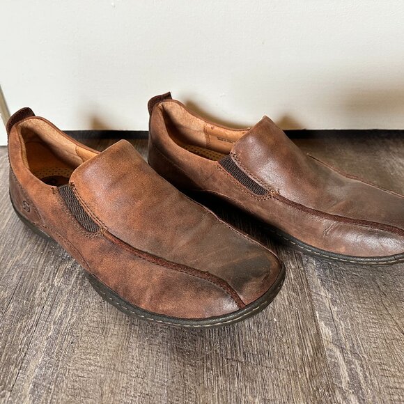 Born Men's Rustic Brown Leather Loafers - Picture 2 of 7